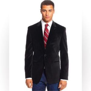 Sean John Jacket Black Solid Velvet Two Button 100% Cotton Blazer Sz 38R